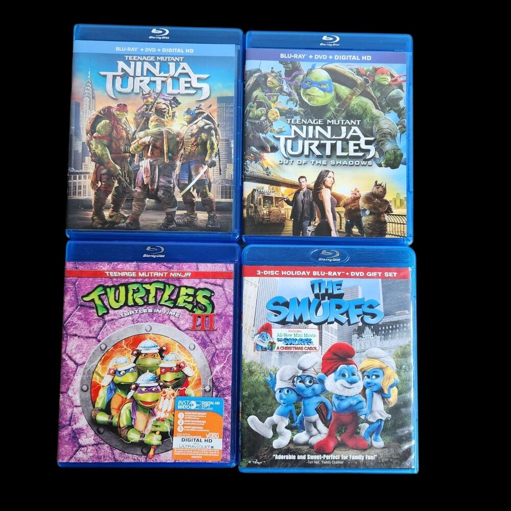 Lot of 4 Blu-ray Movies: The Smurfs & 3 Teenage Mutant Ninja Turtles Films